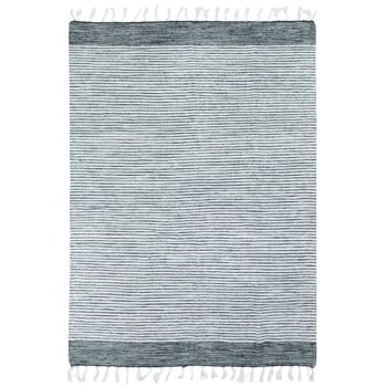 Terra - Tapis 100% coton bandes gris-blanc 160x230