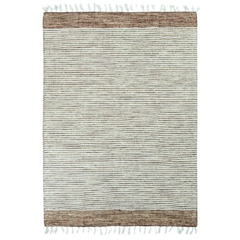Terra - Tapis 100% coton bandes sable-blanc 160x230