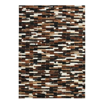 Cuir - Tapis en cuirs recyclés lignes marron multi 160x230