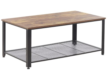 Aston - Table basse bois foncé et noire plateau effet bois foncé vieilli