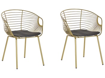 Hoback - Conjunto de 2 sillas de metal dorado negro