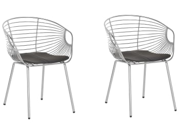 Hoback - Lot de 2 chaises en métal argenté