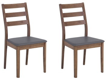 Modesto - Lot de 2 chaises de salle à manger en bois d'hévéa gris