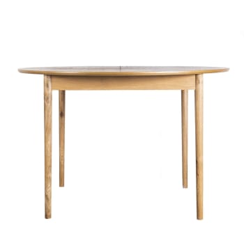 Hogarn - Table à manger ronde extensible 120-155x120cm bois clair