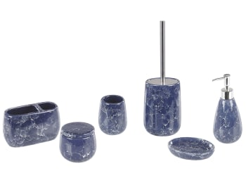 Antuco - Conjunto de 6 accesorios de baño de cerámica azul oscuro