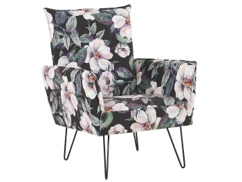 Ribe - Sessel Polsterbezug Blumenmuster schwarz