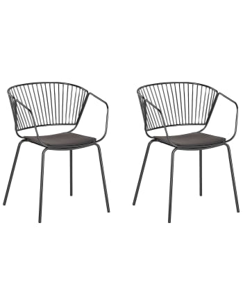 Set di 4 sedie nere in polipropilene e gambe in metallo OPTIK