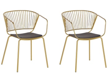Rigby - Lot de 2 chaises en métal doré