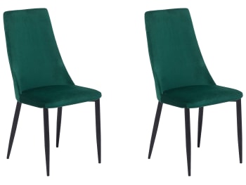 Clayton - Lot de 2 chaises en velours vert