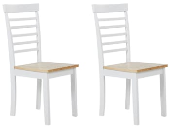 Battersby - Lot de 2 chaises de salle à manger bois clair et blanches