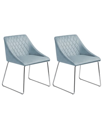 Arcata - Lot de 2 chaises de salle à manger en velours bleu