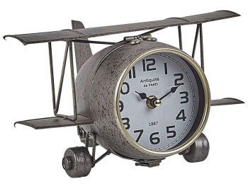 Stans - Horloge de table avion argenté 15 cm