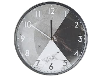 Davos - Horloge murale effet marbre gris et noir ø 33 cm