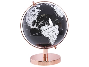 Cabot - Globus schwarz weiß roségold Metallfuß 28 cm