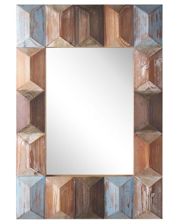 Hizote - Miroir en bois solide bois clair 90x63