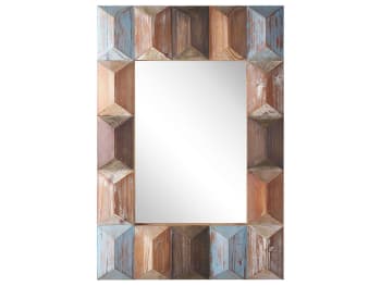 Hizote - Miroir en bois solide bois foncé 90x63