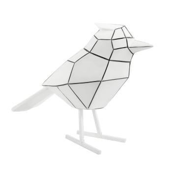 ORIGAMI - Statue origami bird stripes blanc H18cm