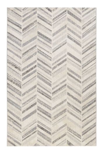 Cabana - Tapis exterieur tissé plat motif chevrons vintage gris 200x290