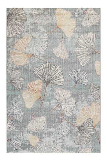 Rivera - Flacher Outdoor-Teppich mit floralem Design und blauer Farbe, 120x170