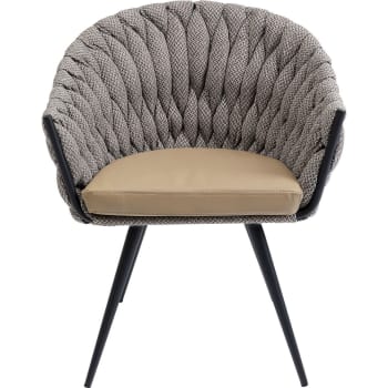 Knot - Stuhl mit Armlehnen zweifarbig braun und Stahl