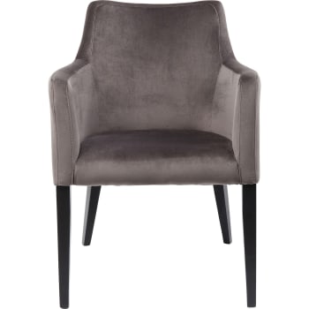 Mode - Chaise avec accoudoirs en velours gris et hêtre laqué noir