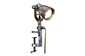 Serre-joint - Lampe à poser en métal argenté