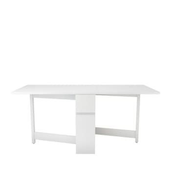 Kungla - Table à manger pliable en bois 170x90cm blanc