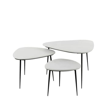 AXIO - Set de 3 tables d'appoint en marbre blanc