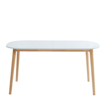 Gurra - Table à manger scandinave extensible 160-200 x 80 cm blanc