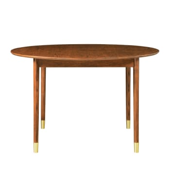 Hogarn - Table à manger ronde extensible 120-155x120cm bois foncé