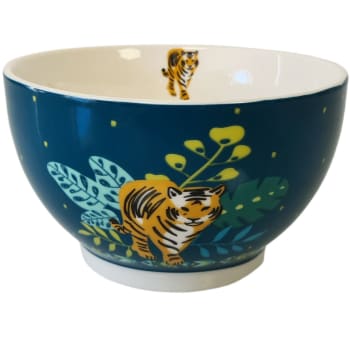 TIGER - Bol bleu en porcelaine tigre 480ml