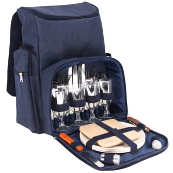 Sac à Dos Pique-Nique Isotherme BRUBAKER Gris - 2 Couverts + Vaisselle + Tapis