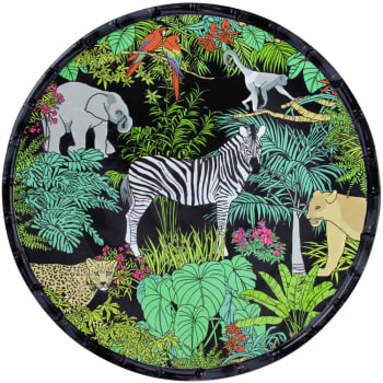 Jungle - Plat de service rond en mélamine avec des motifs jungle 35,5 cm