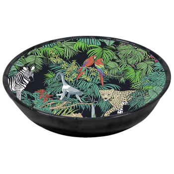 Jungle - Assiette creuse mélamine contour bambou 23 cm avec des motifs jungle