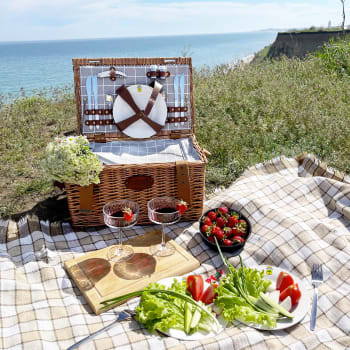 Cesta de picnic Campagne Vichy Roja