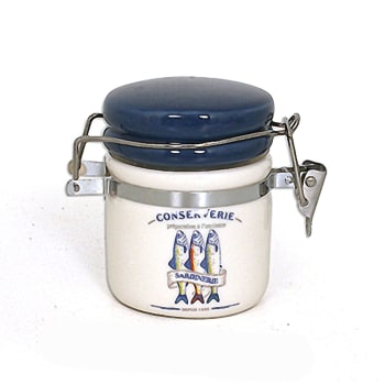 SARDY - Pot à sel hermétique en faïence avec cuillère en bois