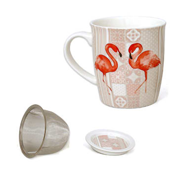 FLAMMY - Mug en porcelaine avec infuseur flamant