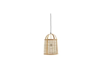 BAMBOU - Lampe suspension en bambou et lin