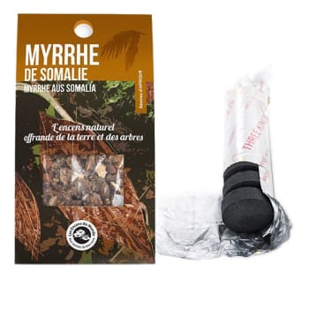 RÉSINE - Résine de Myrrhe de Somalie à brûler + rouleau de 10 charbons