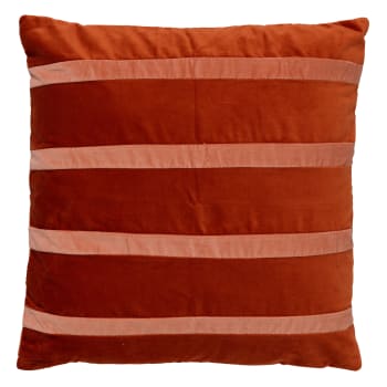 PEMM - Coussin - orange en velours 45x45 cm avec motif rayé