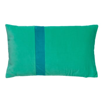 PIPPA - Coussin - vert en velours 30x50 cm avec motif rayé