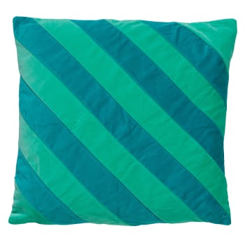 PEBBE - Housse de coussin vert en velours-45x45 cm avec motif rayé
