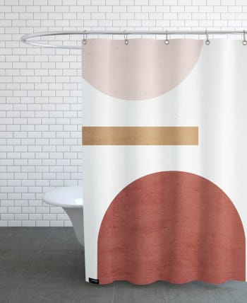 Concrete i - Rideau de douche en polyester en marron & rose 150x200