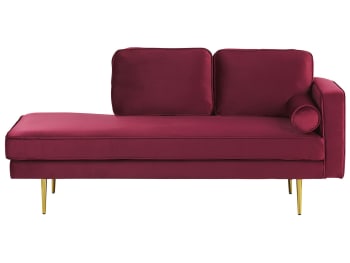 Miramas - Chaise longue velluto rosso scuro destra