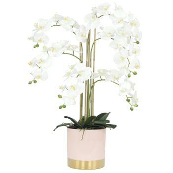 Orchidées artificielles pot rose et or 80cm