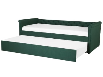 Libourne - Letto estraibile tessuto verde scuro 80 x 200 cm