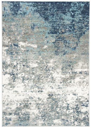 Jasper - Tapis de salon interieur en gris & bleu, 160 x 229 cm