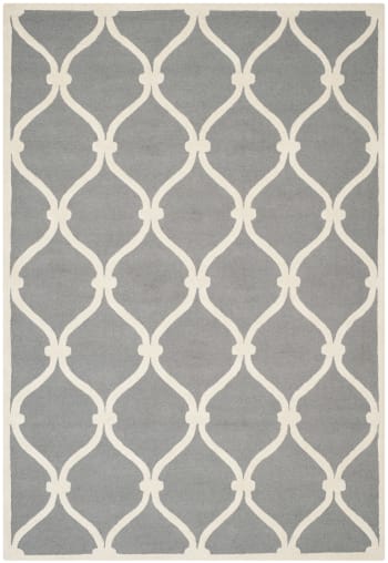 Cambridge - Tapis de salon interieur en  gris fonce & ivoire, 152 x 244 cm