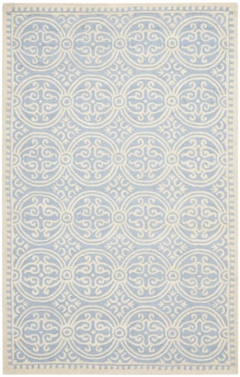 Cambridge - Tapis de salon interieur en bleu clair & ivoire, 152 x 244 cm