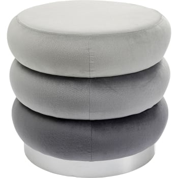 Sandwich - Tabouret en velours gris et acier chromé